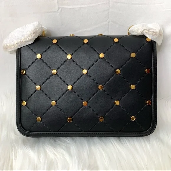 LOVE Moschino Borsa PU Nero Vegan Leather Studded Black Crossbody Bag NWT - Picture 8 of 15